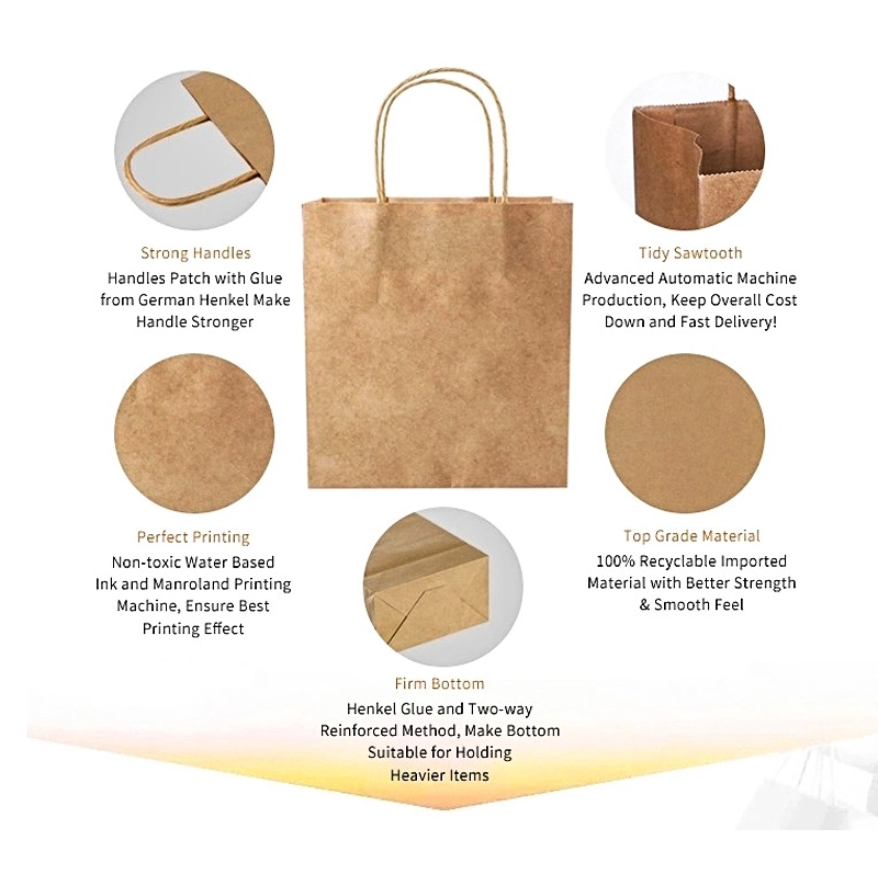 Newest Design Craft Promotional Products Large Brown Kraft Paper Bags Natural Material Paper Bag Bakery Paper Bags