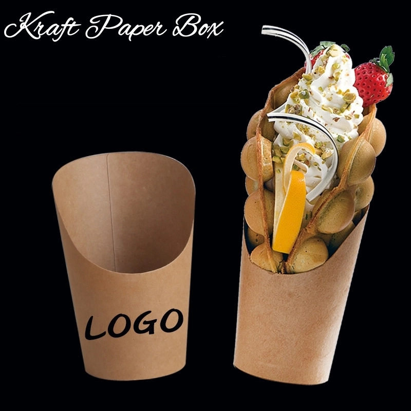 Disposable Wholesale Custom Printed Logo Kraft Paper French Fries Cups Charcuterie Container Takeaway Packaging