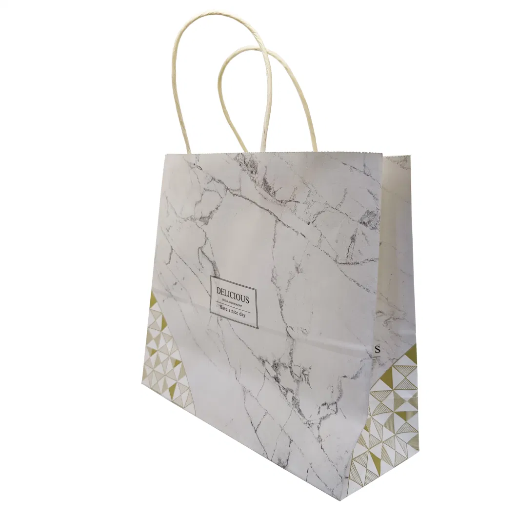 Wholesale White Kraft Paper Hand Bag Custom Gift Shopping Bag with Handle