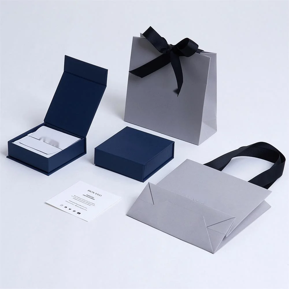 Custom Small Paper Cardboard Ring Drawer Packaging Jewellry Box and Bag with Logo Printed