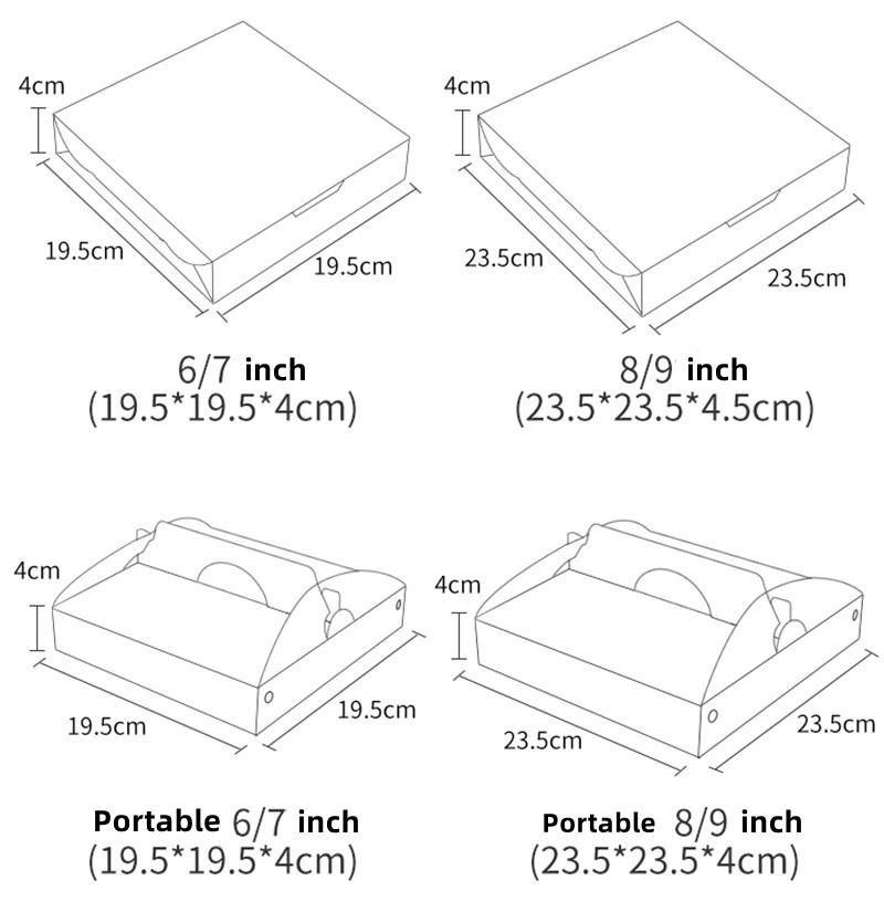 Custom Disposable Food Grade 3 6 8 10 12 14 16 18 20 22 Inch Takeaway French Fries Hamburger Corrugated Paper Pizza Box