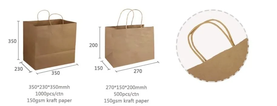 Wholesale Recycled Materials Brown White Kraft Paper Bags for Food Cake Wine Packaging