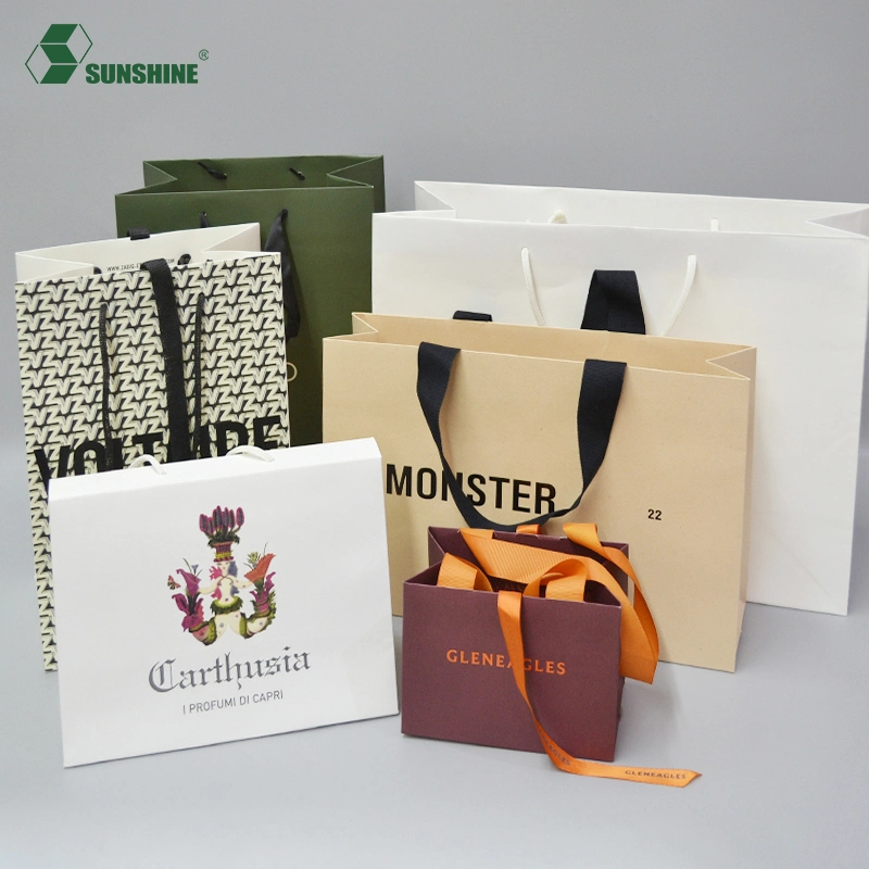 Custom Logo Luxury Gold Stamping Black Cardboard Gift Paper Shopping Bag