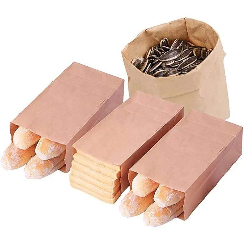 Wholesale Recycled Custom Fruit Paper Bag French Fries Cake Bread Pie Hamburger Pizza Candy Paper Pouch Brown Bag