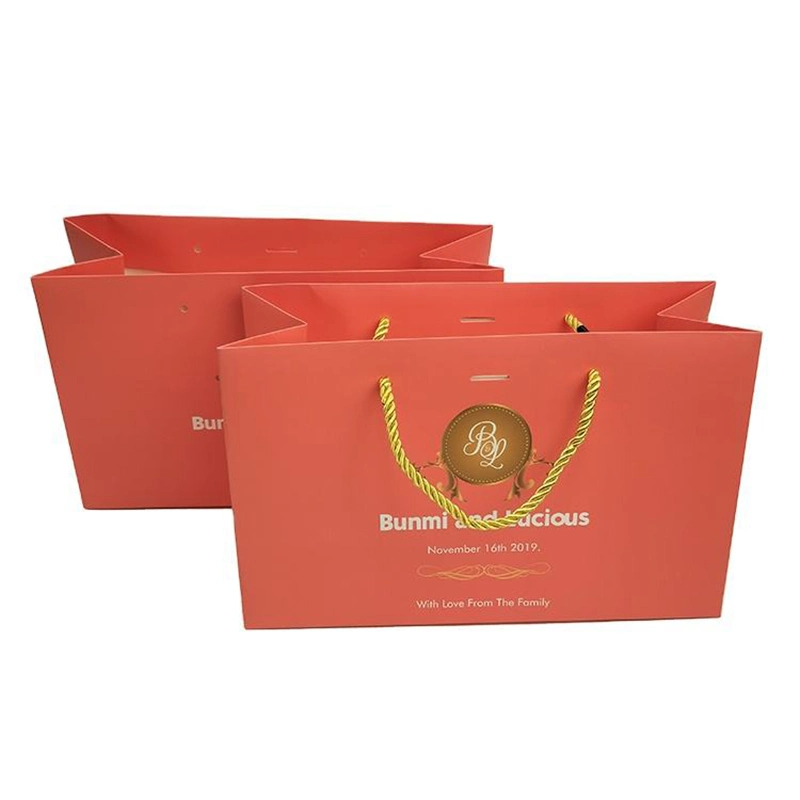 China Customized Pink Printed Paper Bags and Boxes with Matching Rope Handles