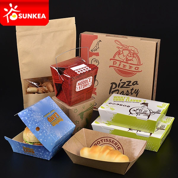 800ml 900ml 1000ml Disposable Takeaway Biodegradable Printed Paper Fast Emballage Food Packaging Box