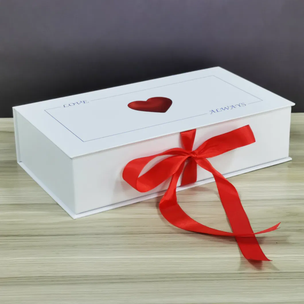 Handmade Rigid Cardboard Foldable Paper Gift Packaging Luxury Box with Ribbon &amp; Magnetic Closure for Storage/Jewelry/Perfume/Wine/Candle/Tea/Shoe/Rose