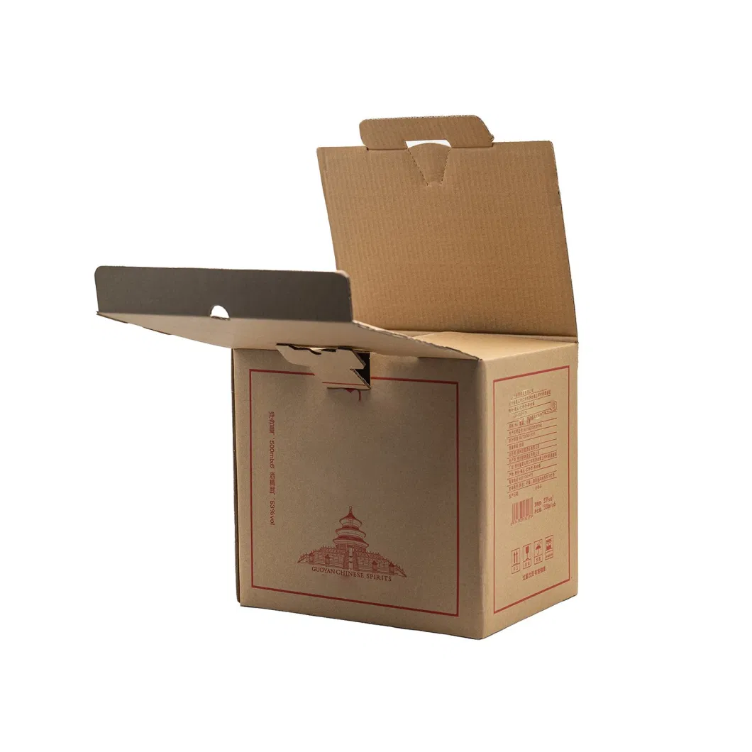 Recycled Brown Corrugated Kraft Paper Gift Box with Plastic Handle