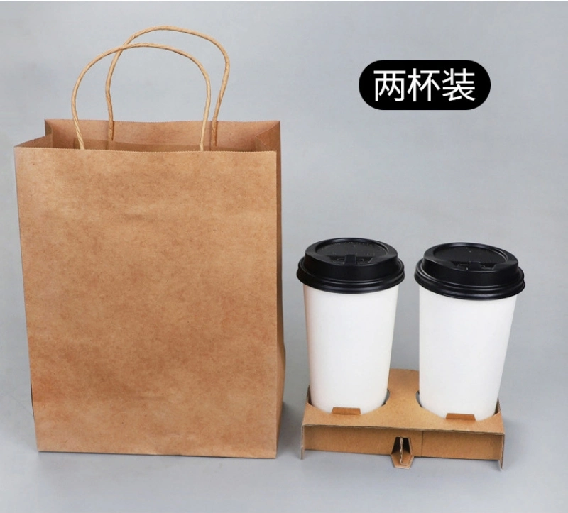 Craft Paper Lunch Box Bag Takeaway Food Packaging Degradable Paper Bag with Handle