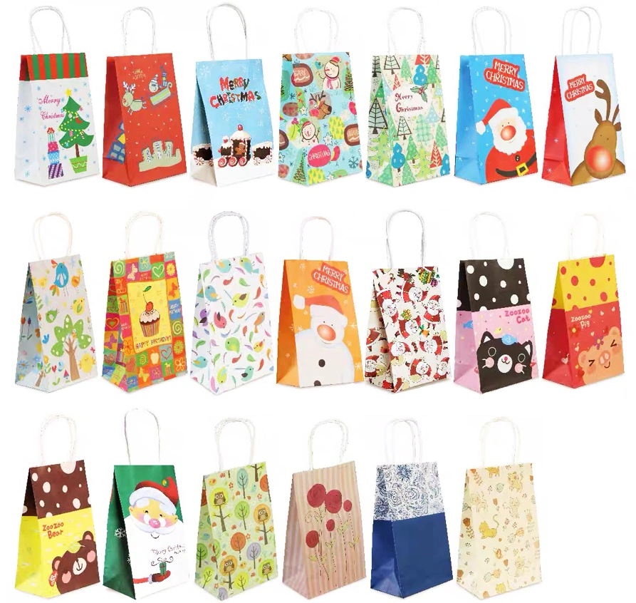 China Wholesale Luxury Printing Christmas Apparel Packaging Kraft Shopping Tote Ribbon Jewelry Gift Paper Bags Custom