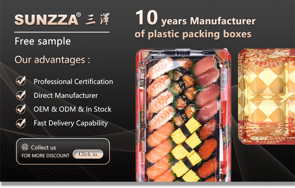 Sunzza Custom Pattern Bingchuangtong Take Away Sushi Container Disposable Sushi Boxes