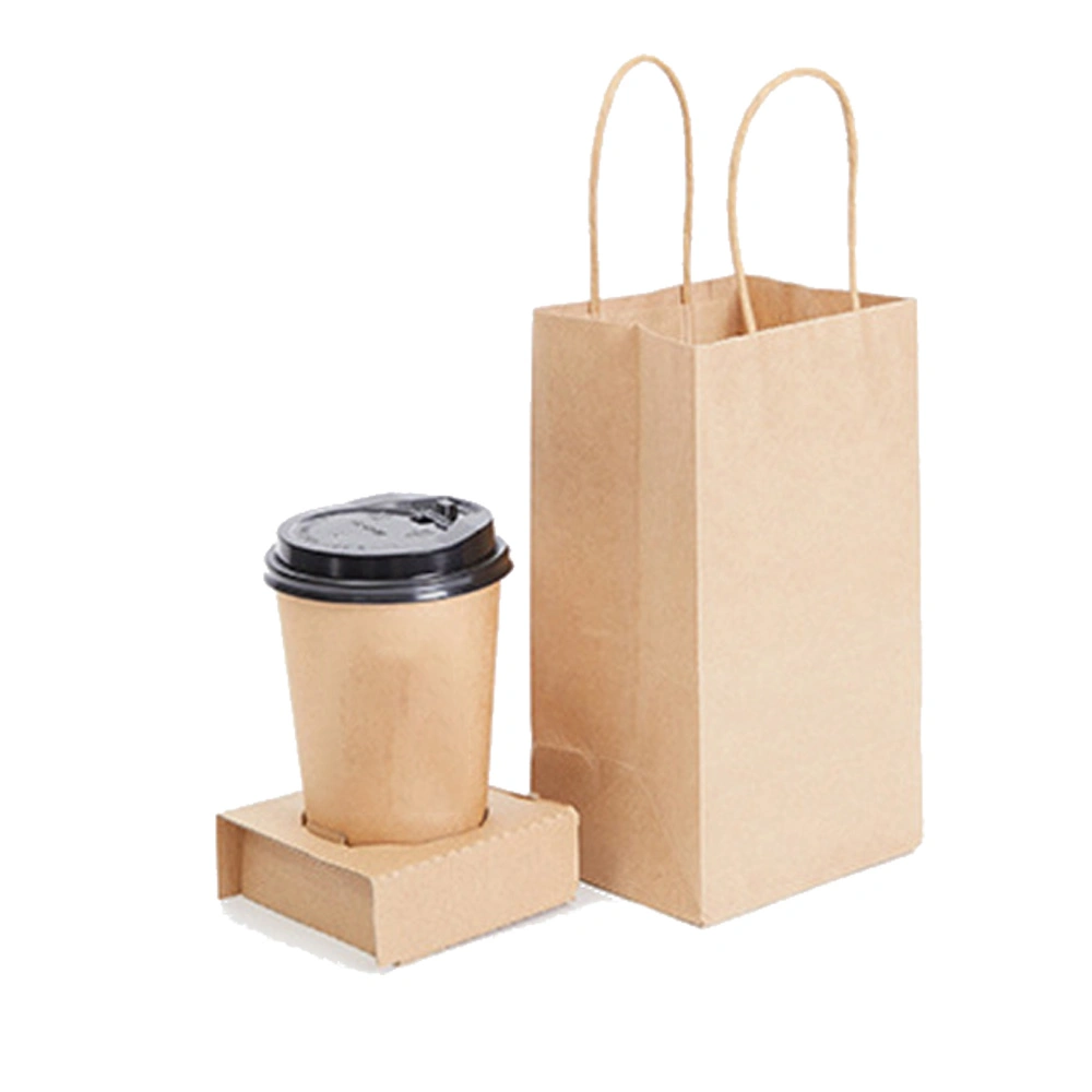 Coffee and Tea Takeaway Cheap 1 2 4 Cup Bag Brown Craft Paper Bag