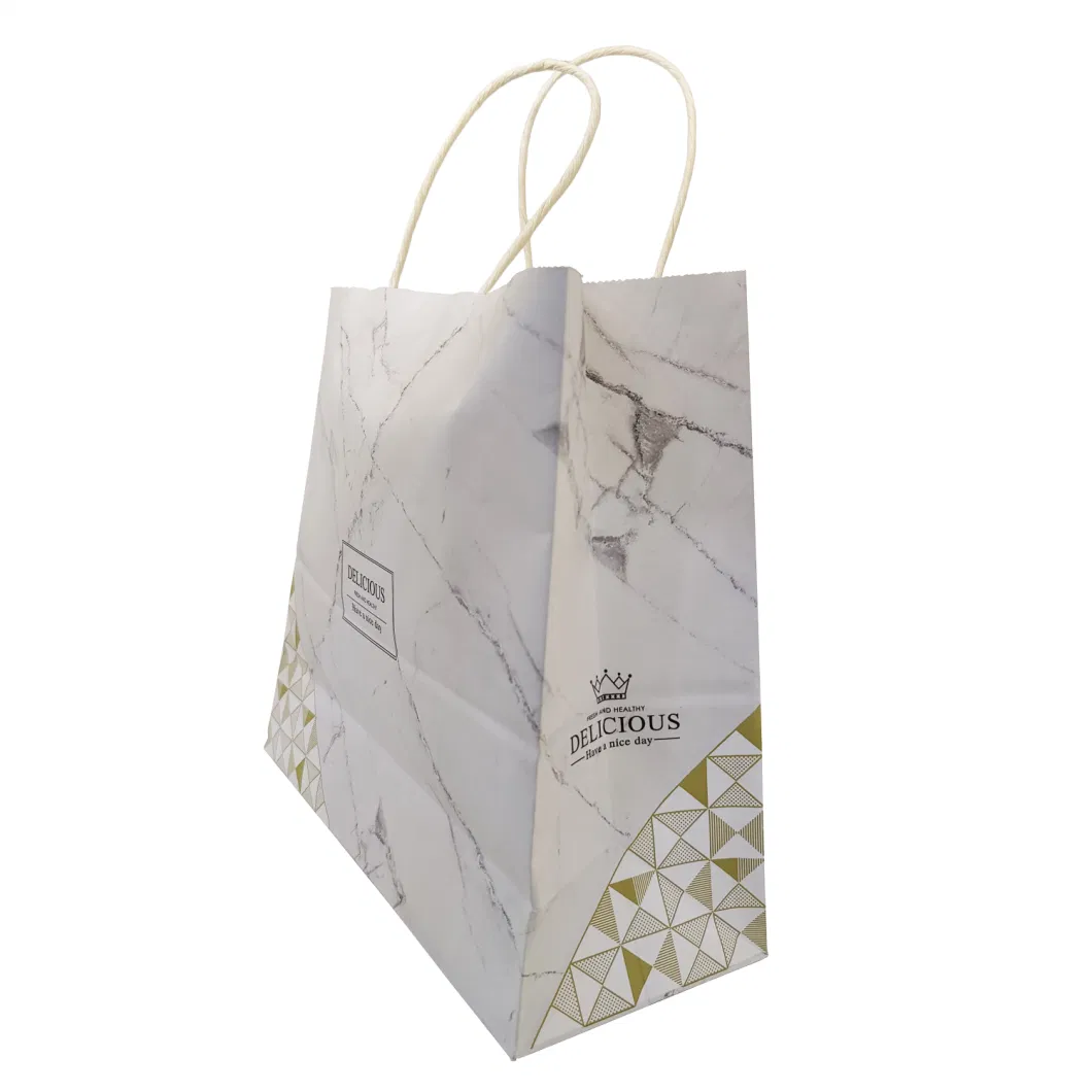 Wholesale White Kraft Paper Hand Bag Custom Gift Shopping Bag with Handle