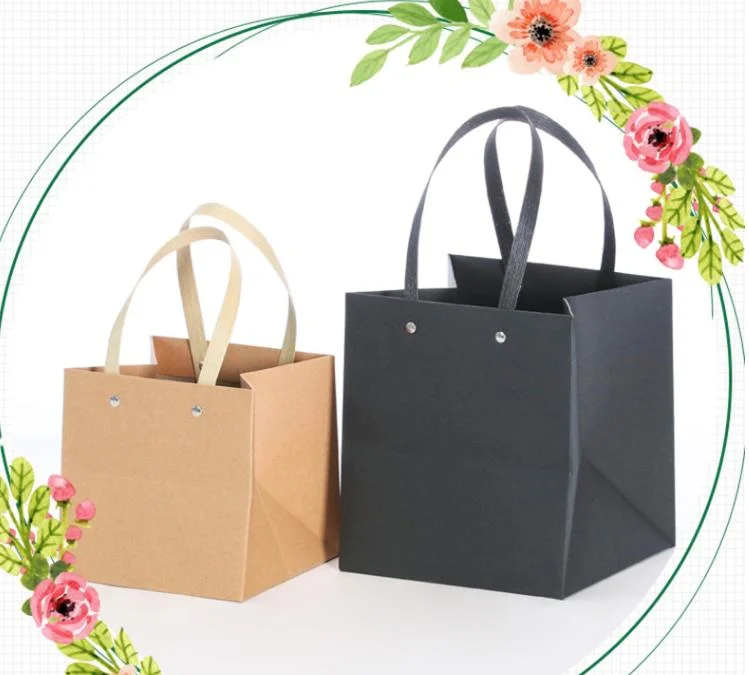 Square Flower Handbag Custom Baked Cake Paper Bag Custom Kraft Gift Box Gift Bag Wholesale