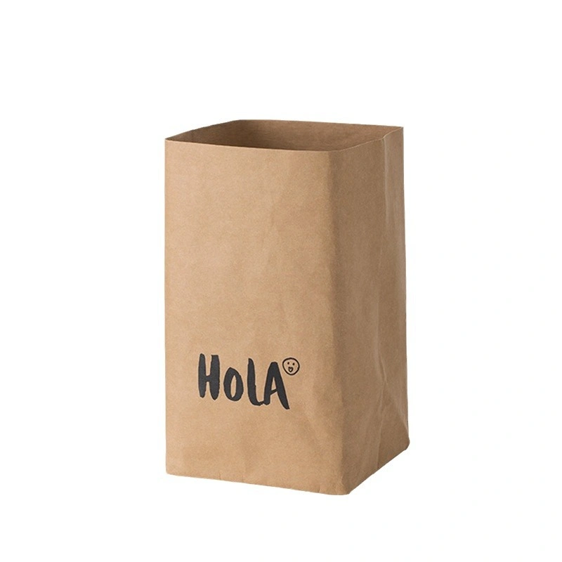 Square Bottom Kraft Paper Bag Oil-Proof Food Packaging Bag Cake Kraft Paper Laminate Bag Toast Bread Takeaway Packaging Bag