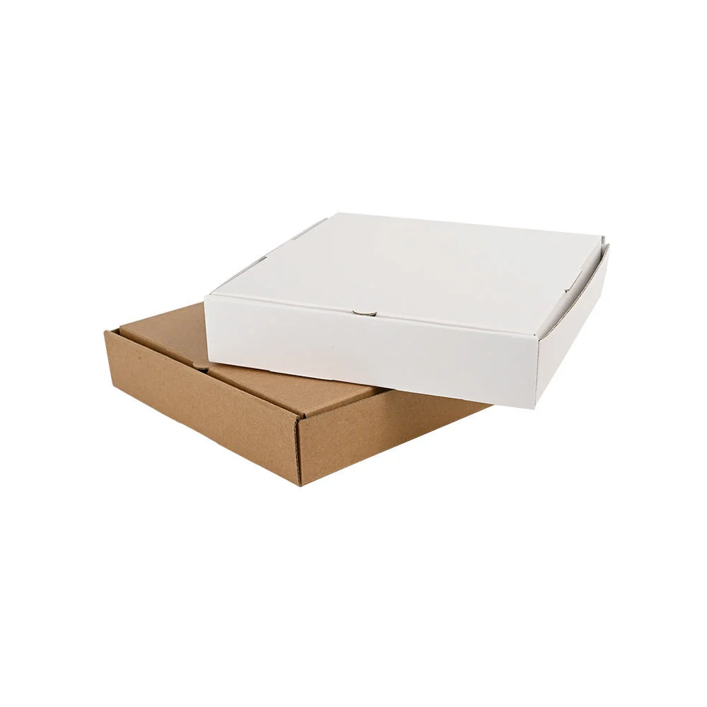 9X9X1.75&prime;&prime; White&Brown Custom Printing Cowhide Paper Square Corrugated Cardboard Storage Recyclable Folding Container Pizza Boxes for Food Cake Cookie Pizza PA