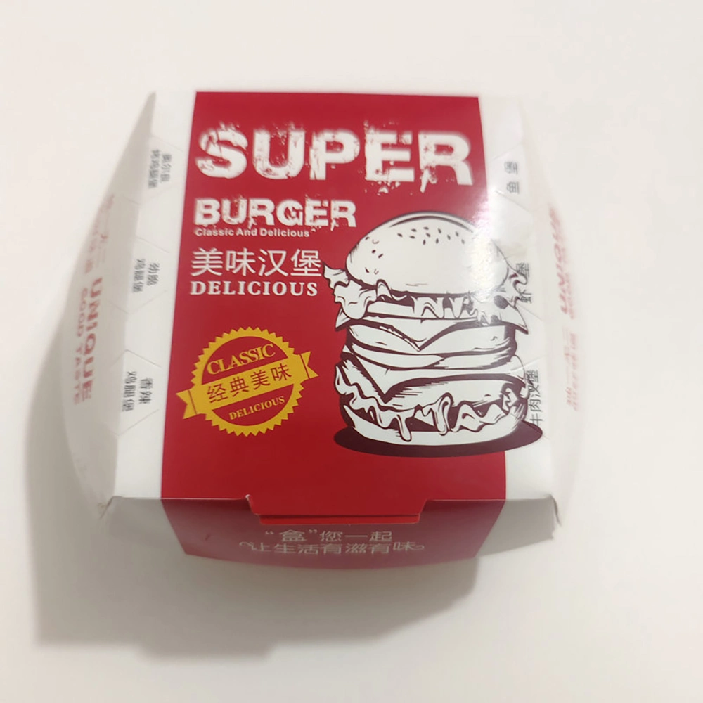 Fried Chips Burger Fast Food Packing Box Custom Print Paper Hamburger Box