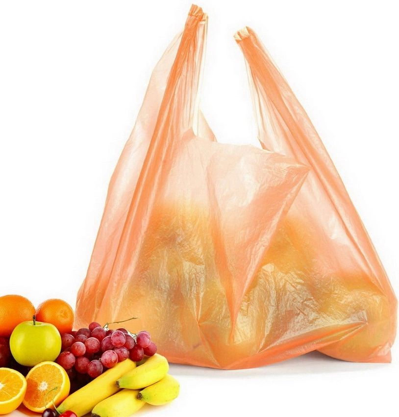 Plastic Colorful Grocery Carry out Poly T-Shirt Vegetable Packing Shopping Bag for Sale