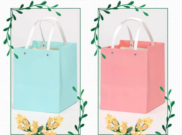 Square Flower Handbag Custom Baked Cake Paper Bag Custom Kraft Gift Box Gift Bag Wholesale