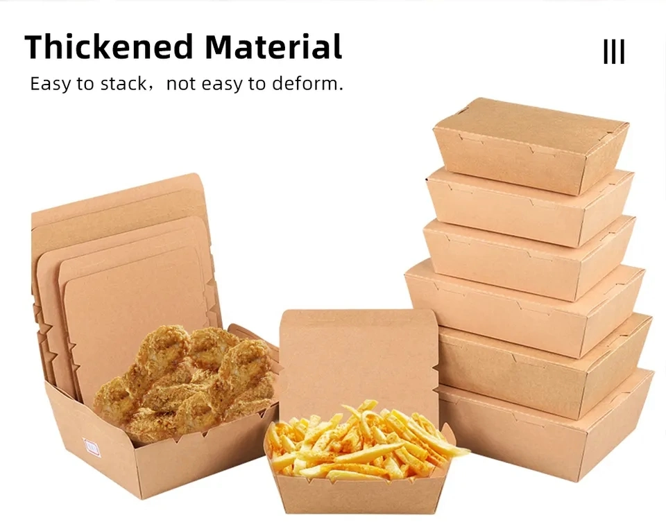 Wholesale Custom Kraft Paper Lunch Box 500ml Food Container Kraft Paper Takeaway Box