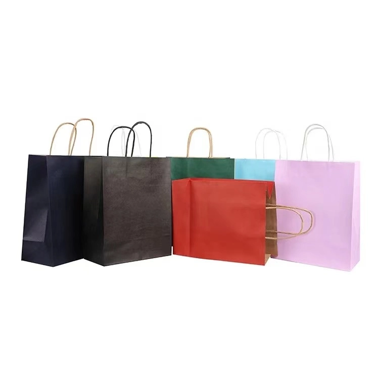 Custom Luxury Cardboard Art Gift Packaging Cosmetic/Clothing Kraft Paper Shopping Bag with Ribbon Handle