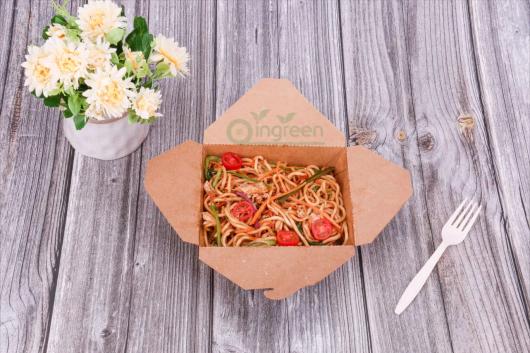 Disposable Kraft Paper Lunch Box Takeaway Food Container