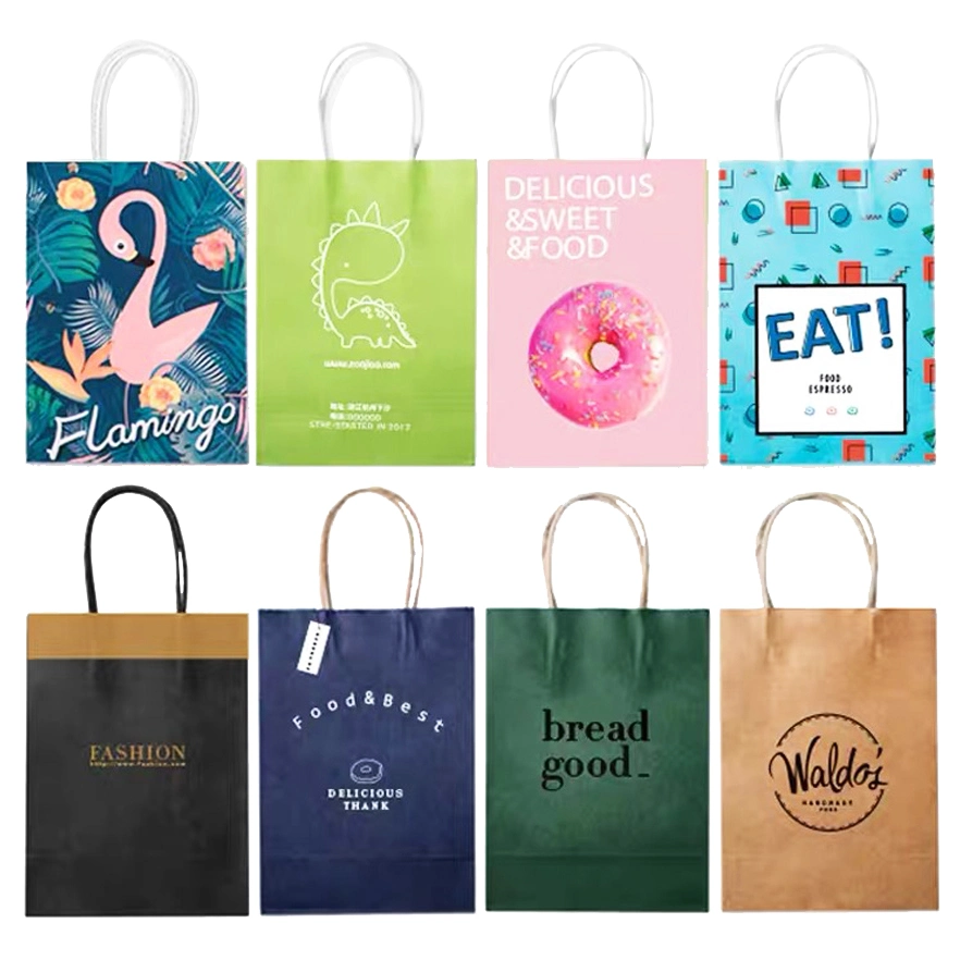 China Wholesale Luxury Printing Christmas Apparel Packaging Kraft Shopping Tote Ribbon Jewelry Gift Paper Bags Custom