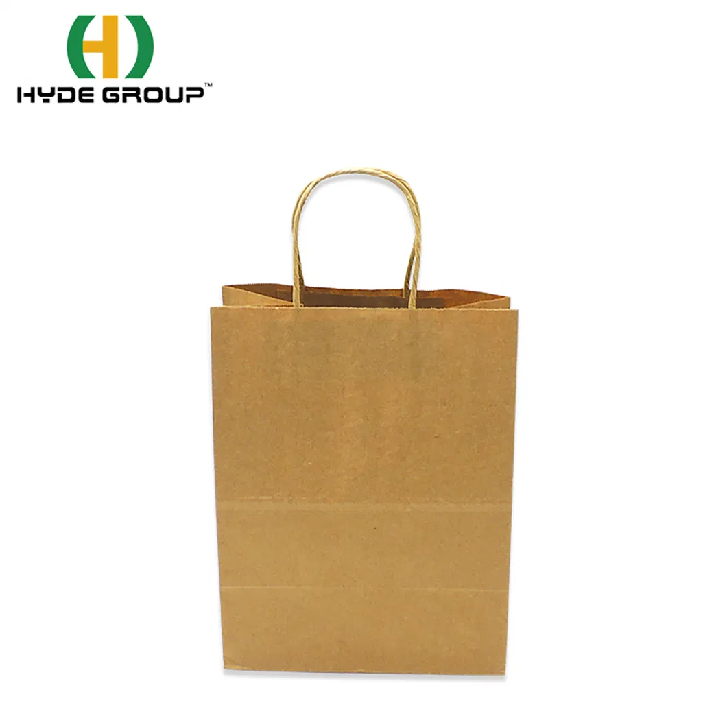 Custom Logo Printed Brown Craft Gift Shopping Paper Bag Wholesale