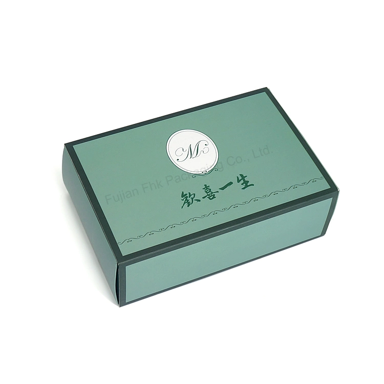 Food Grade White Paper Macaron Food Boxes Free Sample Custom Sushi Drawer Box Green Pull out Box Packaging