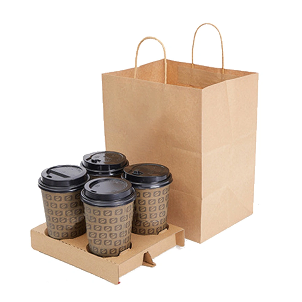 Coffee and Tea Takeaway Cheap 1 2 4 Cup Bag Brown Craft Paper Bag