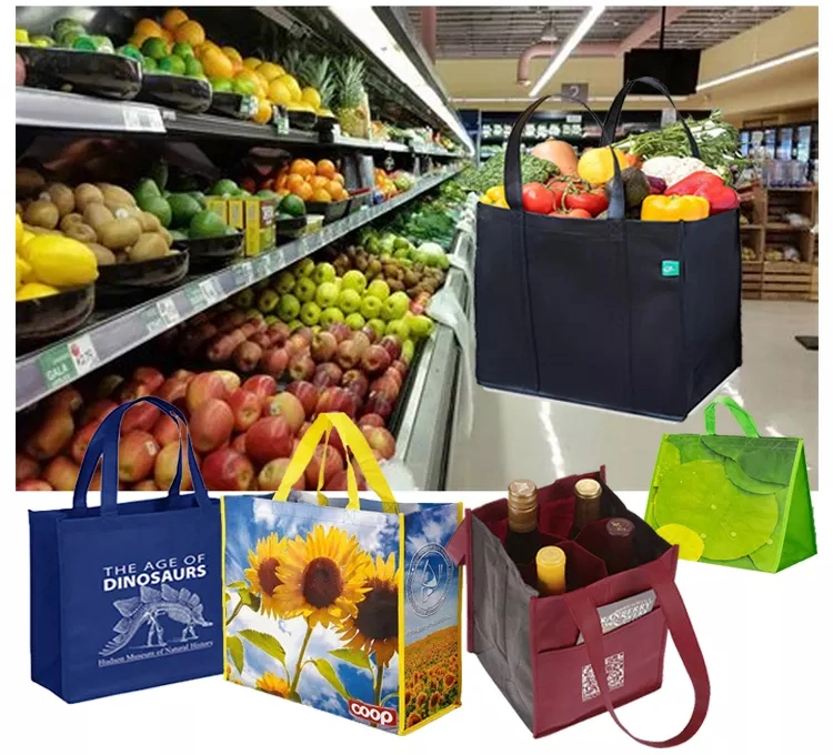 Small Black Non Woven Promotional Packing Bag Reusable PP Non Woven Shopping Tote Bag with Loop Handles Custom Made Non-Woven Eco Bag