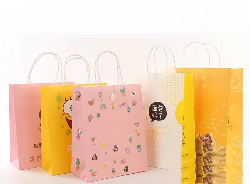 Milk Tea Coffee Paper Bag Hand Bag Small Batch Customized Logo Catering Packaging Takeaway Bag Kraft Paper Gift Bag