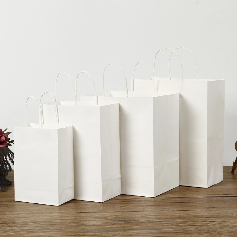 Heavy Duty Blank White Kraft Handle Paper Gift Bags