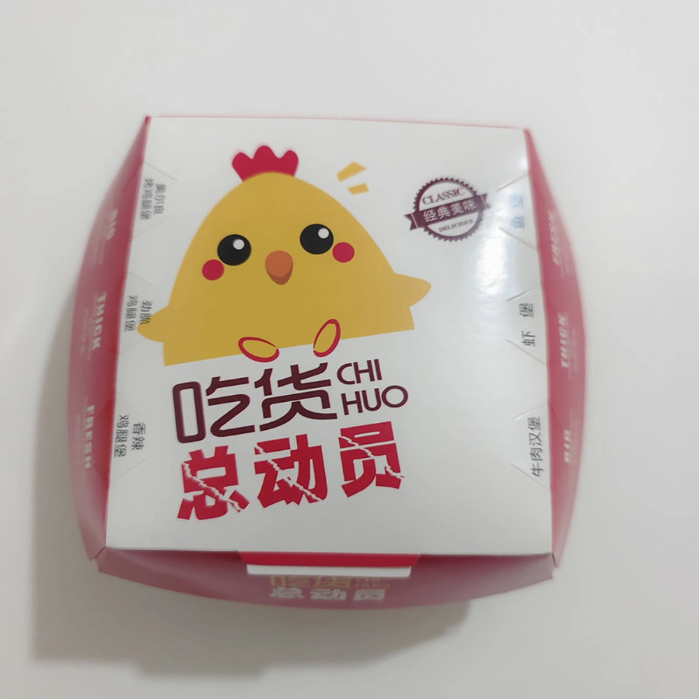 Fried Chips Burger Fast Food Packing Box Custom Print Paper Hamburger Box