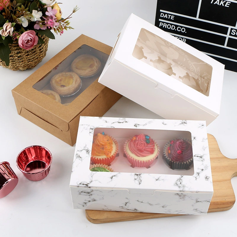 Affordable Price Recyclable White/Kraft Paper Packaging Box, Dessert Cake Packing Box with Window