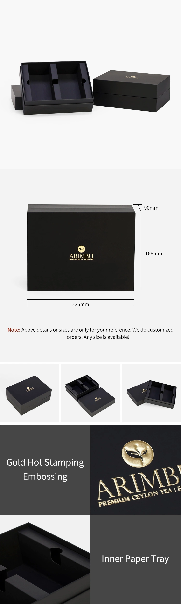 Custom Custom Logo Green Luxury Watch Gift Box Packaging Paper Lid Hinge Base Box with Insert