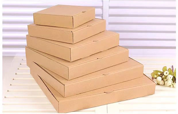 Empty White or Brown Kraft Corrugated Pizza Boxes Takeaway Cardboard Boxes for Pizza Cake Cookies Food Steak