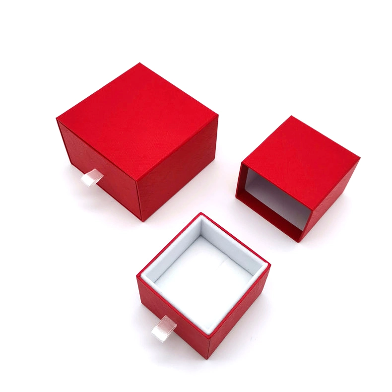 Luxurious Red Texture Paper Sliding Jewelry Box with Insert