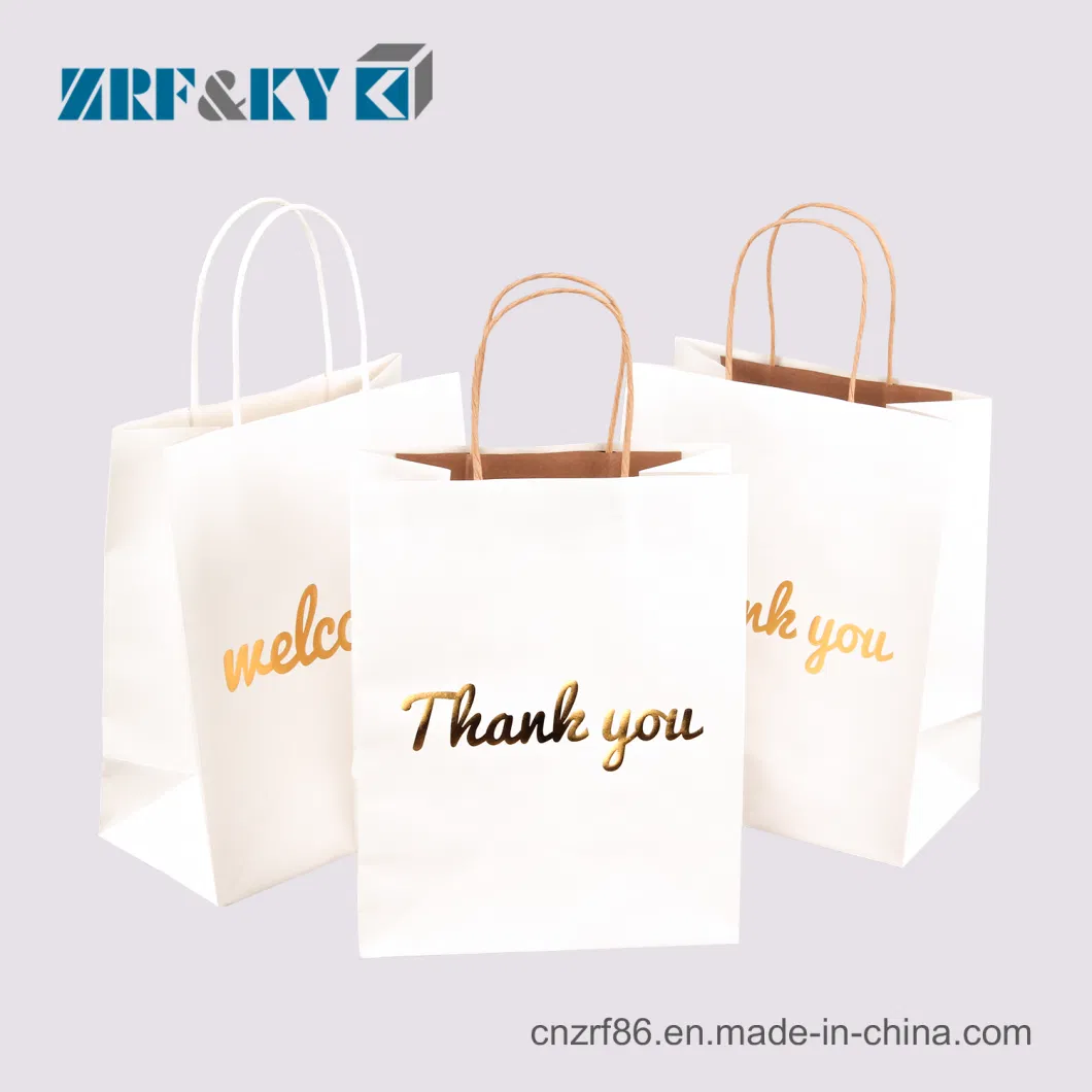 Custom Fashion/Recyclable Printed Pattern Packaging White/Black/Brown Kraft Paper Bags Wholesale/Retail/Bulk