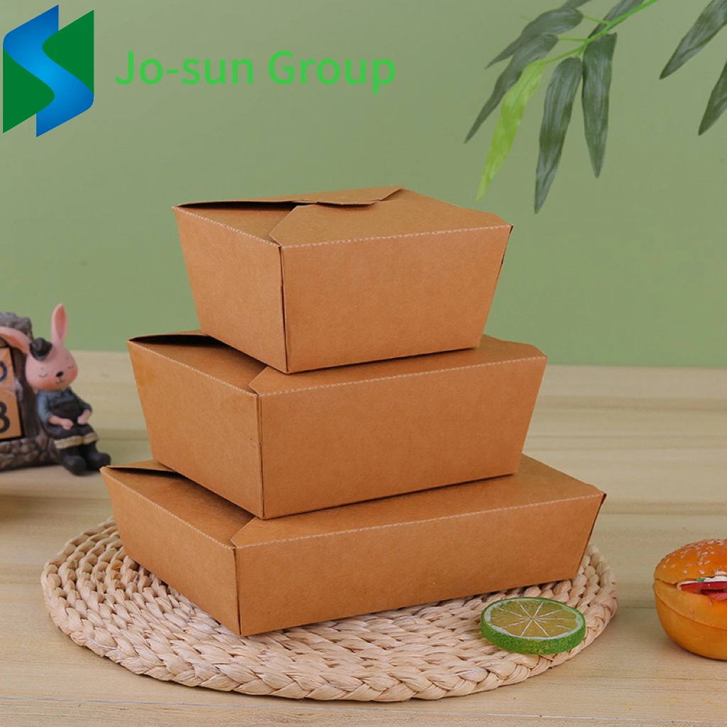 Jo-Sun Disposable Fast Food Brown Paper Bowls Kraft Salad Bowl and Lunch Box Salad Box