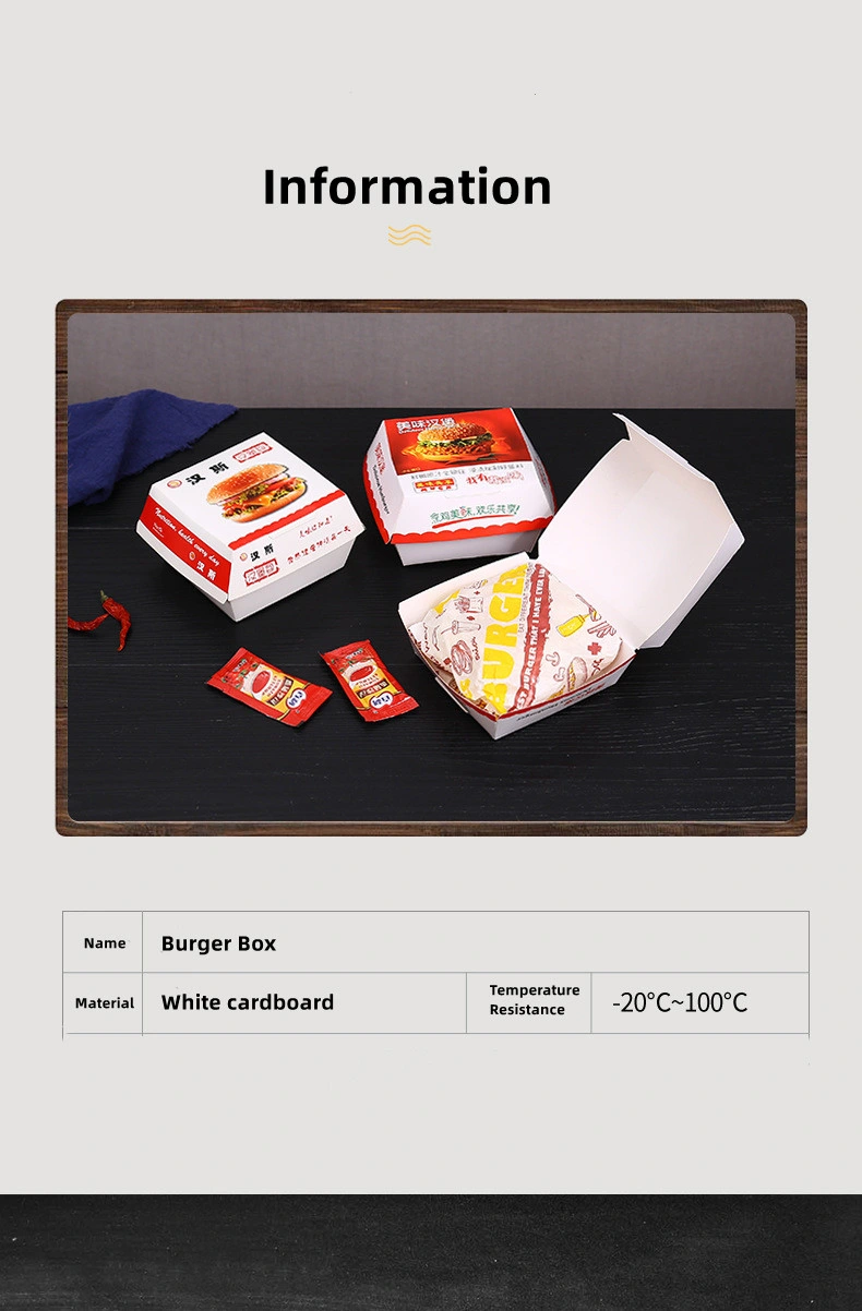 Customized Printed Logo Paper Packaging Hamburger Burger Box