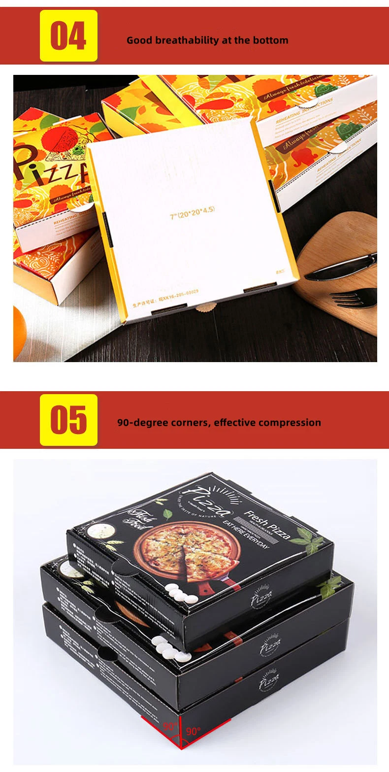 Customized Eco Friendly Recyclable Pink Food Grade Paper Packaging Takeout Takeaway Kraft Pizza Box