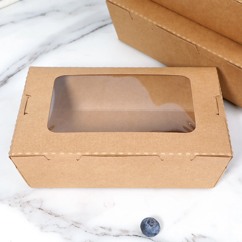 Window Kraft Paper Packing Box Disposable Salad Box Takeout Food Box Fruit Paper Box Sushi Box Light Bento Box