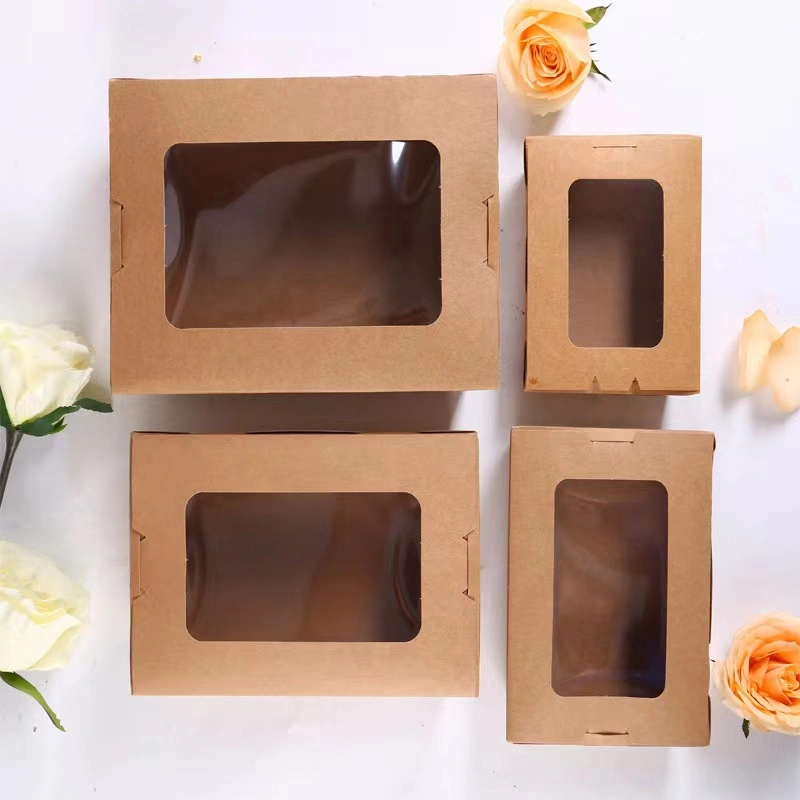 Cookie Boxes with Window for Paper Gift Giving Brown Bakery Cupcake Boxes for Packaging Easy Estate Holiday Pastry Dessert Boxes for Pastries Donuts