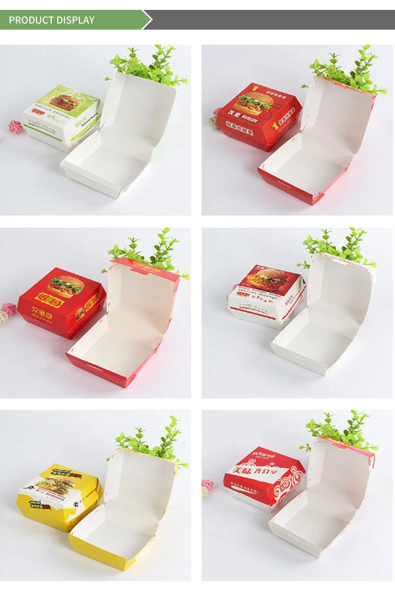 Customization Logo and Size Kraft Paper Snack Tray Burger Hamburger Box