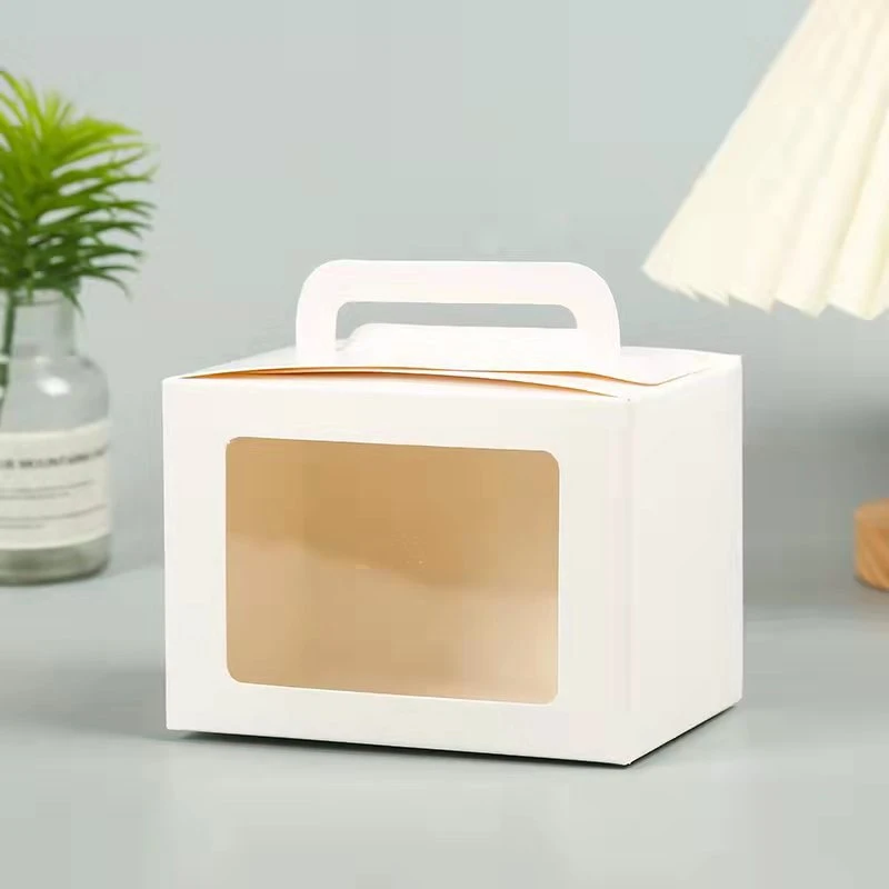 Kraft Paper Packaging Window Gable Cupcake Boxes with Handle