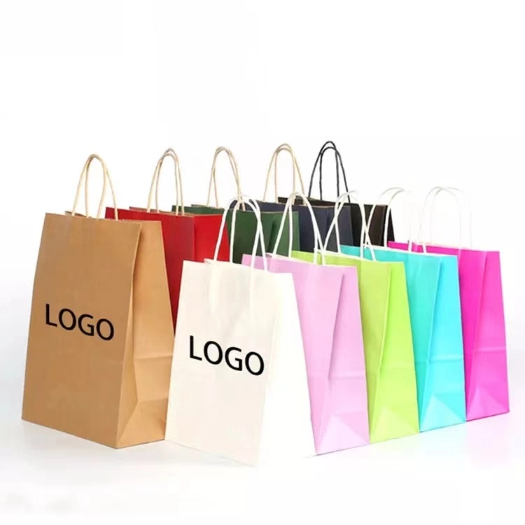 Custom Luxury Cardboard Art Gift Packaging Cosmetic/Clothing Kraft Paper Shopping Bag with Ribbon Handle