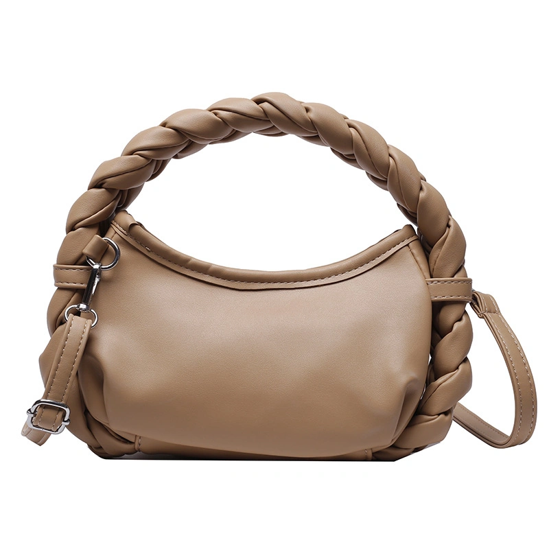 (WD0876) Special Women Handbags Weaving Handle Small Clutch Purse Solid Color Fashion Sling Cross Body Shoulder Bag