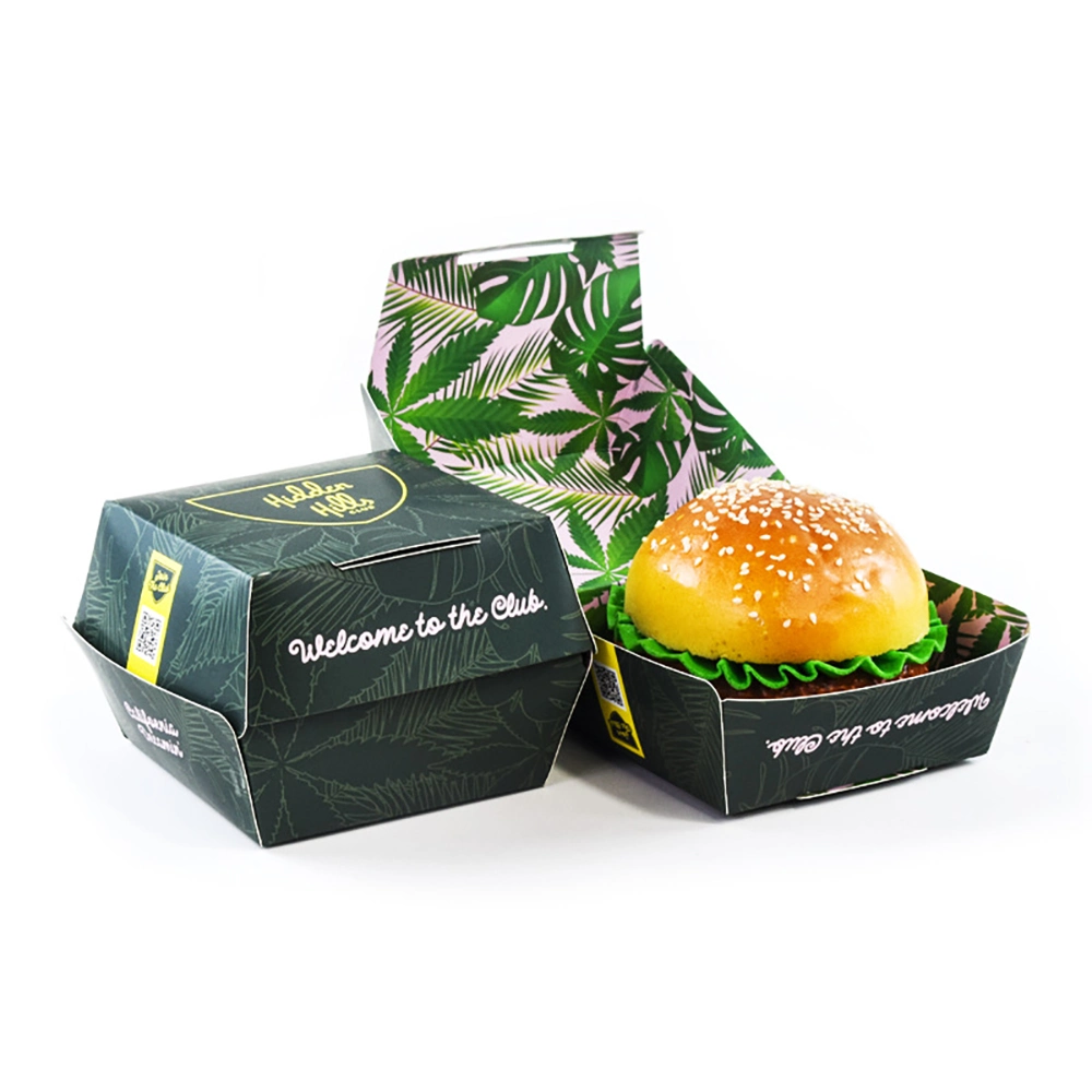 Biodegradable Craft Fries Hamburger Box Cardboard Paper Burger Box