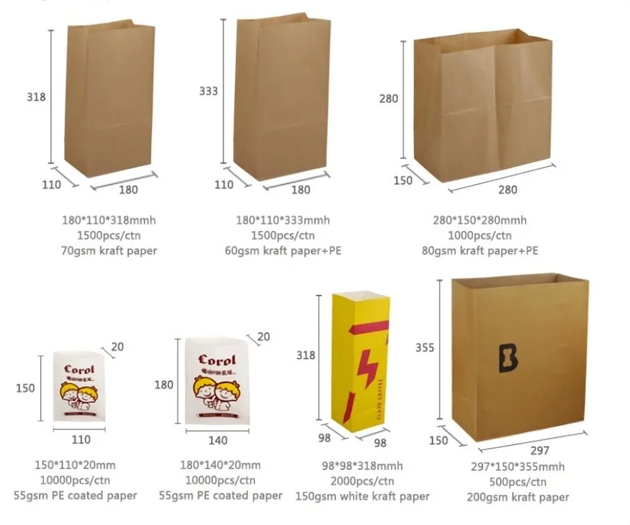 Wholesale Recycled Materials Brown White Kraft Paper Bags for Food Cake Wine Packaging